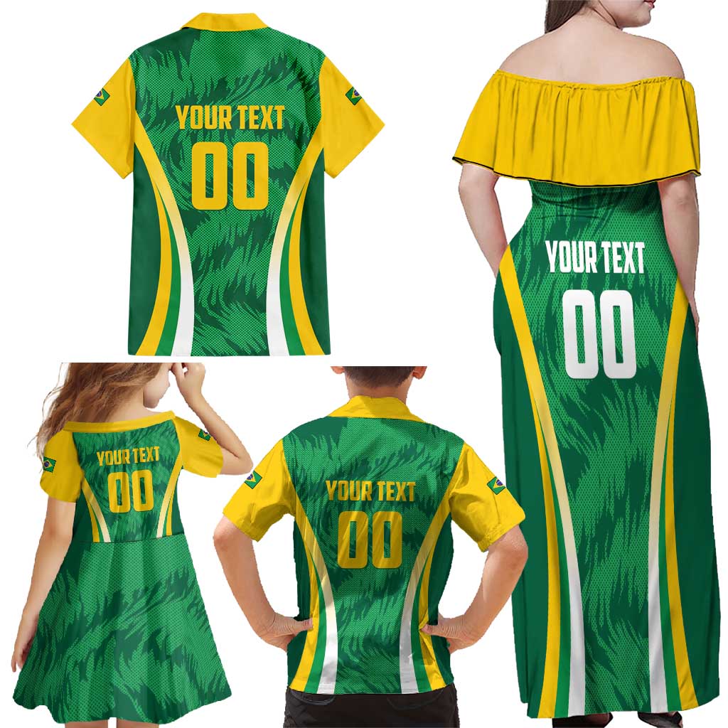 Brazil Basketball Custom Family Matching Off Shoulder Maxi Dress and Hawaiian Shirt Come On Brasil Cariocas