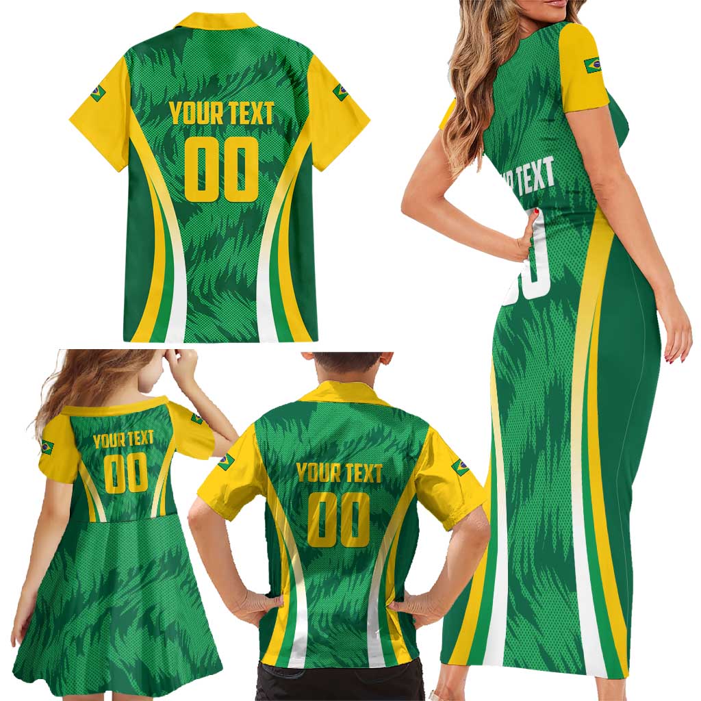 Brazil Basketball Custom Family Matching Short Sleeve Bodycon Dress and Hawaiian Shirt Come On Brasil Cariocas