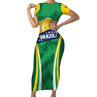 Brazil Basketball Custom Family Matching Short Sleeve Bodycon Dress and Hawaiian Shirt Come On Brasil Cariocas
