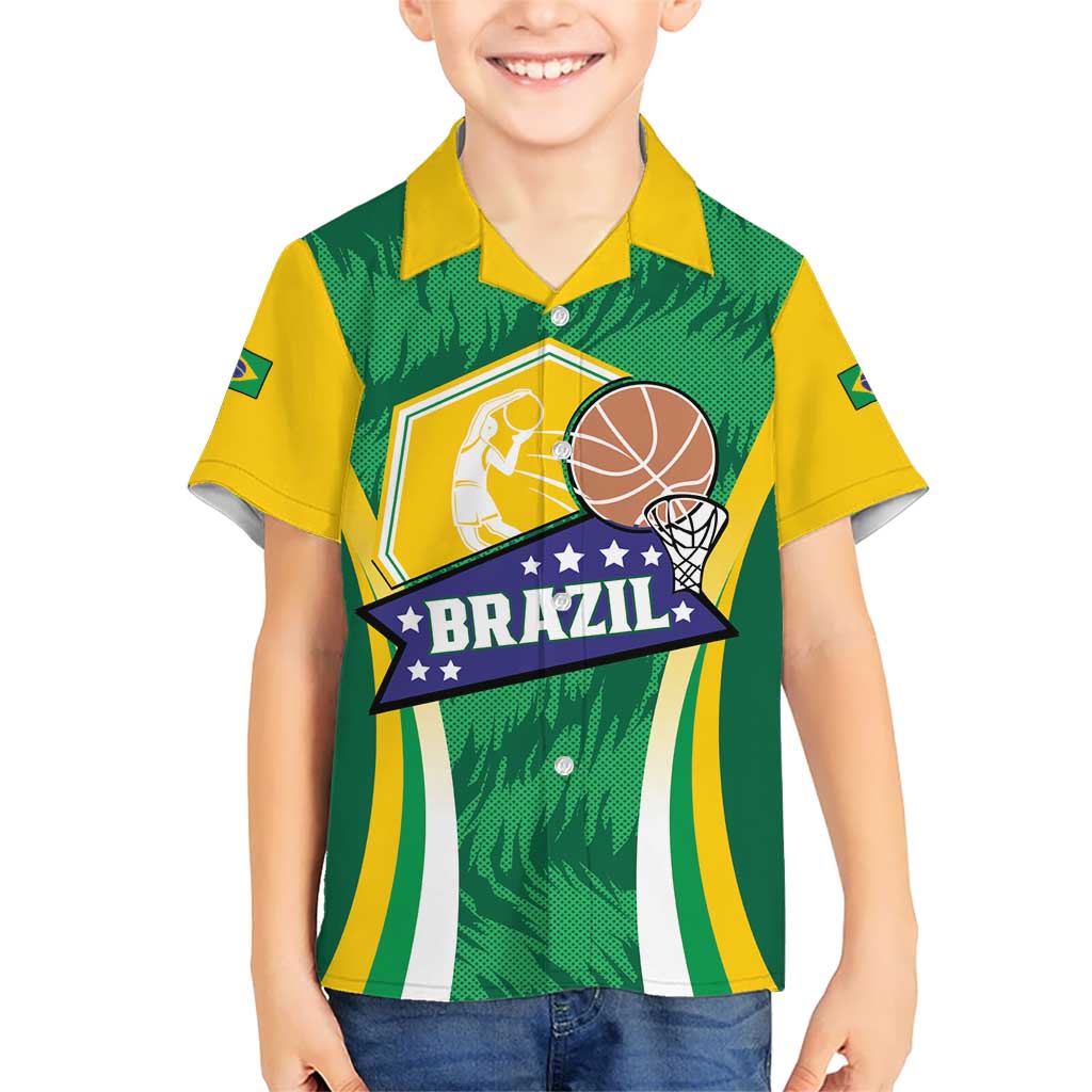 Brazil Basketball Custom Kid Hawaiian Shirt Come On Brasil Cariocas