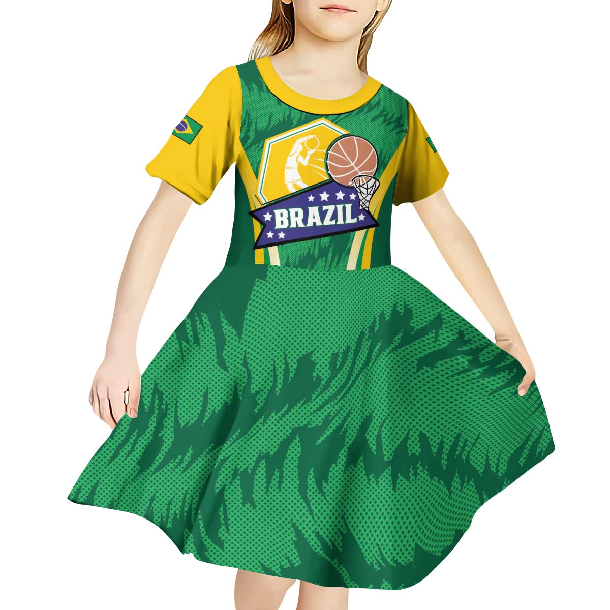 Brazil Basketball Custom Kid Short Sleeve Dress Come On Brasil Cariocas