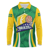 Brazil Basketball Custom Long Sleeve Polo Shirt Come On Brasil Cariocas