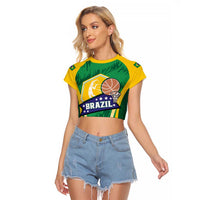Brazil Basketball Custom Raglan Cropped T Shirt Come On Brasil Cariocas