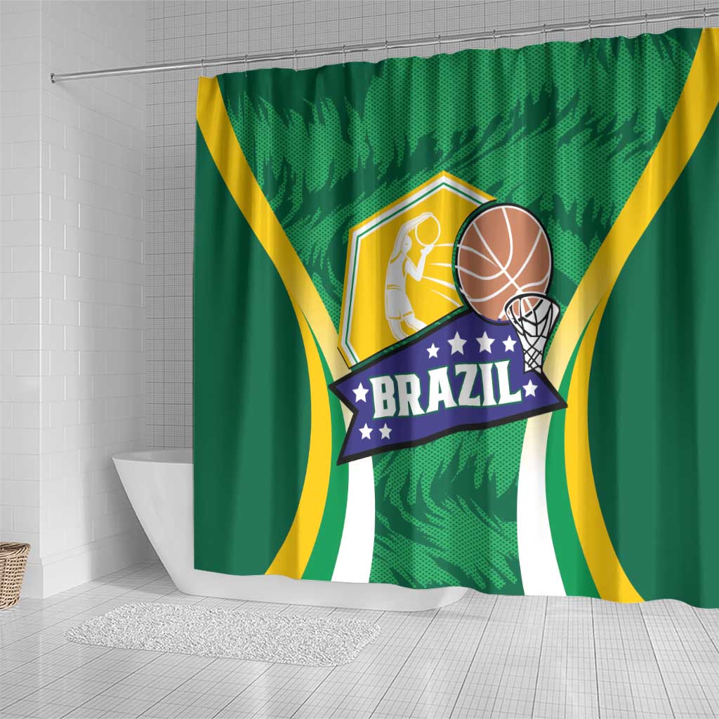 Brazil Basketball Shower Curtain Come On Brasil Cariocas