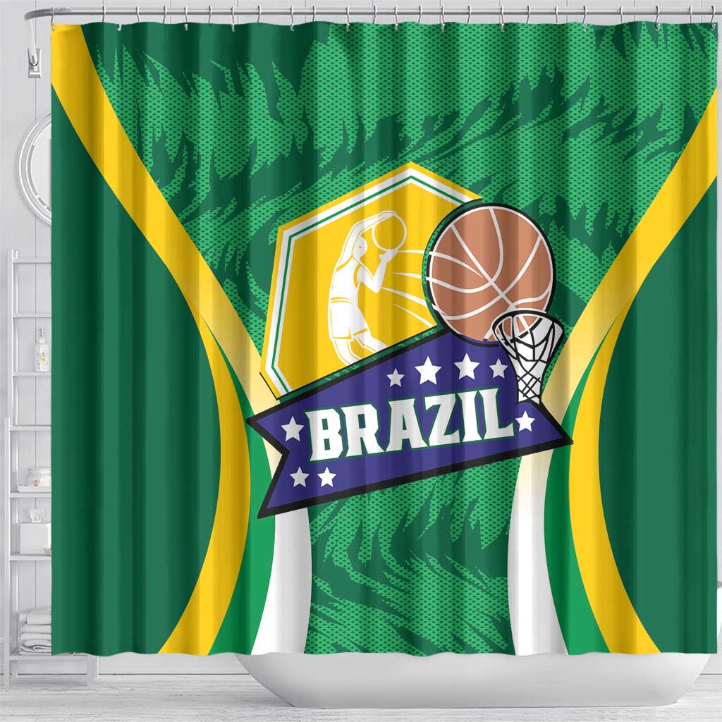 Brazil Basketball Shower Curtain Come On Brasil Cariocas