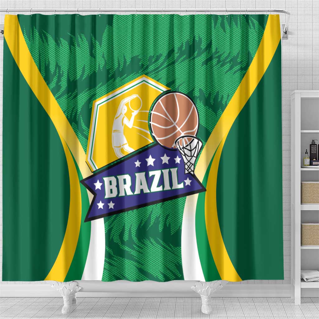 Brazil Basketball Shower Curtain Come On Brasil Cariocas