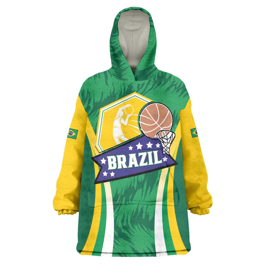 Brazil Basketball Custom Wearable Blanket Hoodie Come On Brasil Cariocas