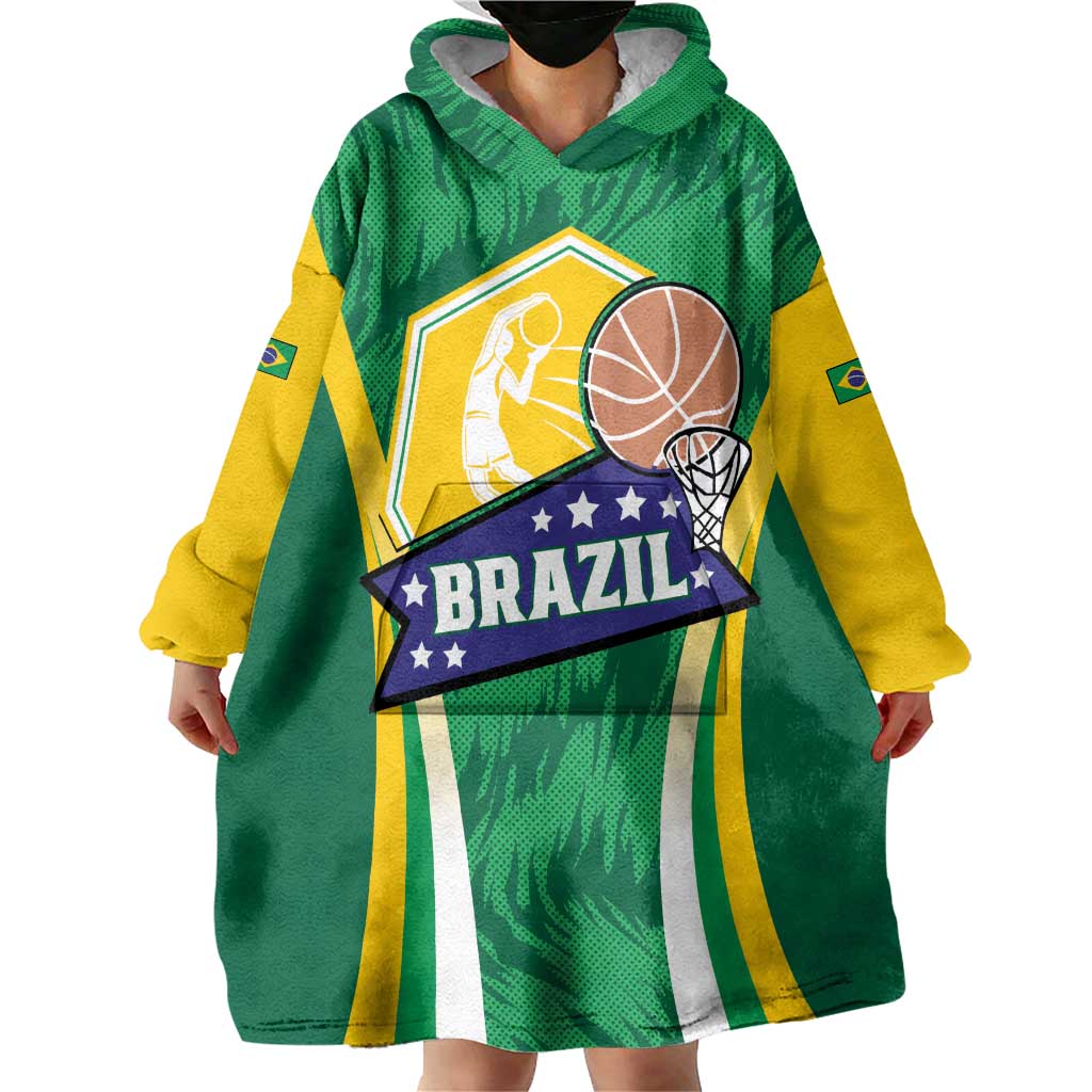 Brazil Basketball Custom Wearable Blanket Hoodie Come On Brasil Cariocas