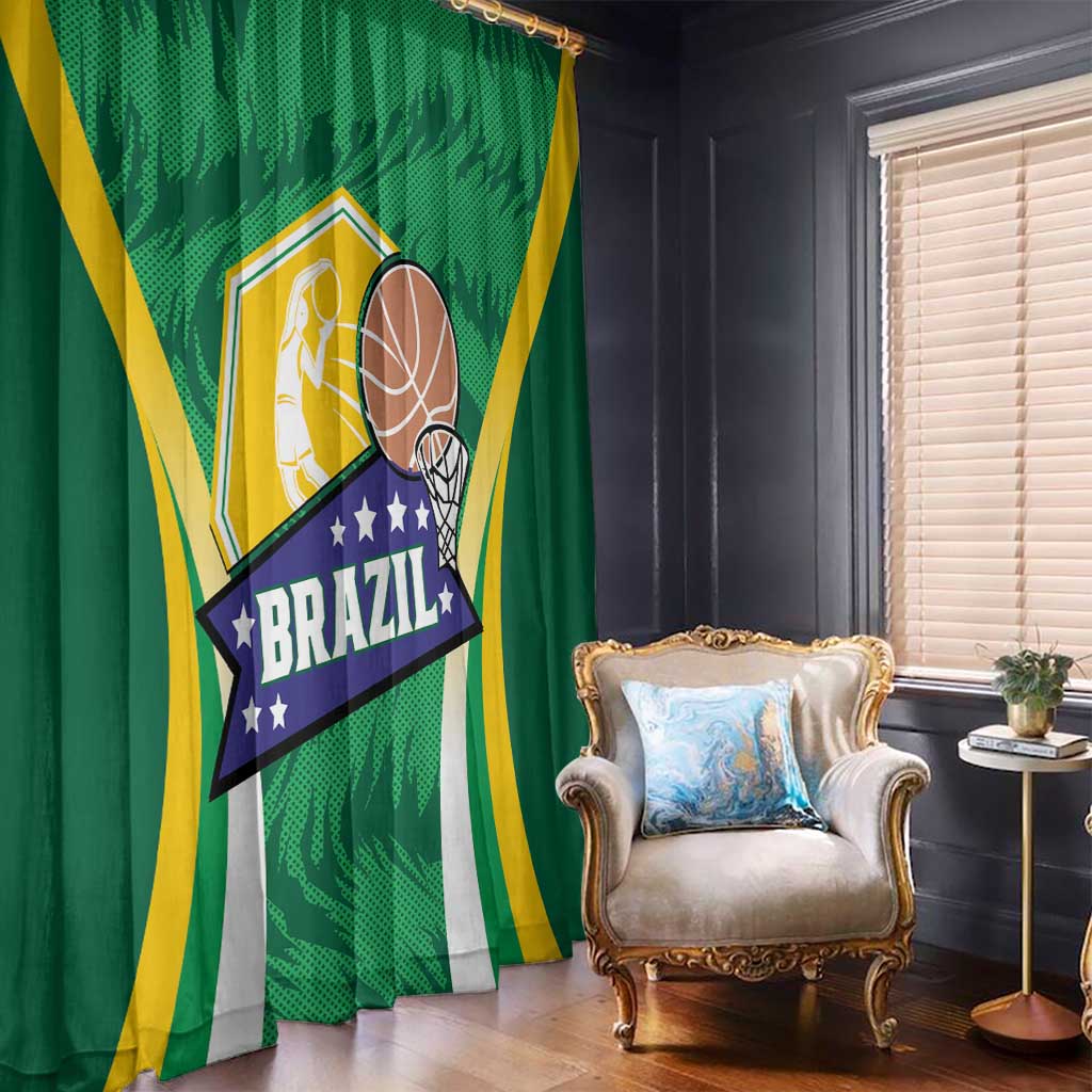 Brazil Basketball Window Curtain Come On Brasil Cariocas