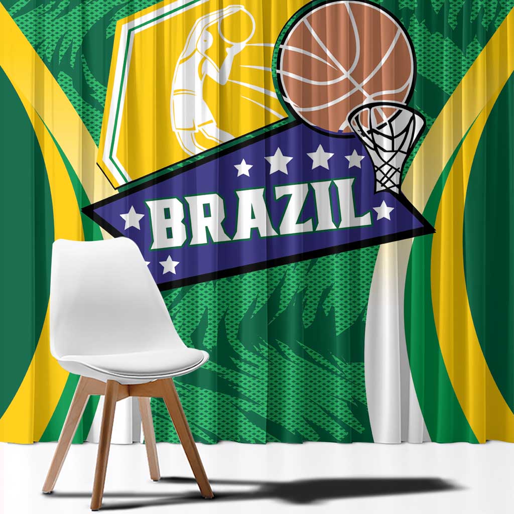 Brazil Basketball Window Curtain Come On Brasil Cariocas