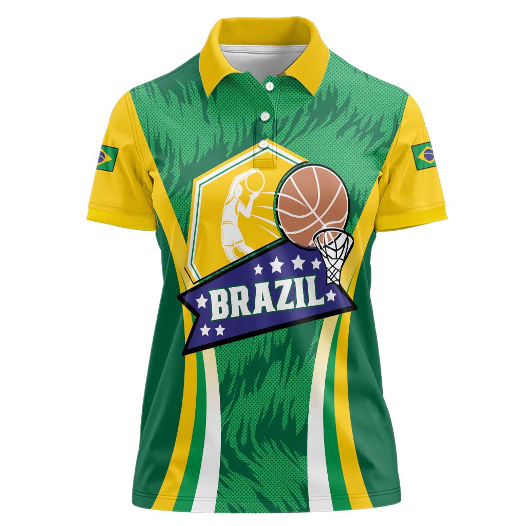 Brazil Basketball Custom Women Polo Shirt Come On Brasil Cariocas