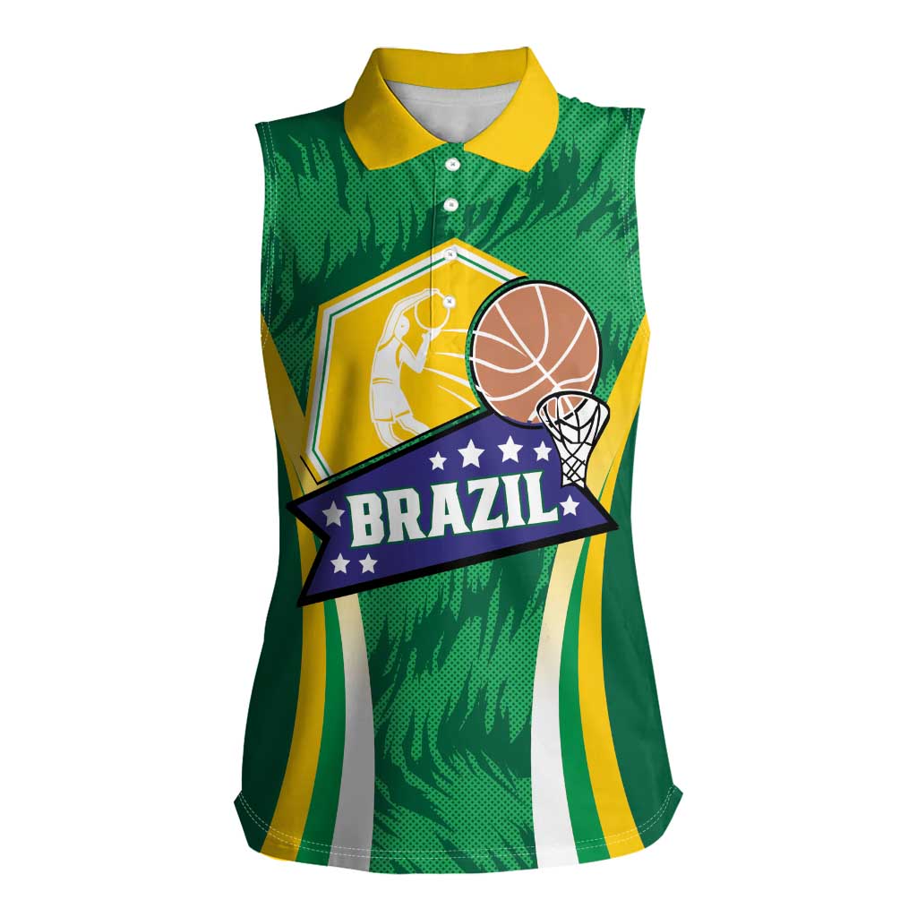 Brazil Basketball Custom Women Sleeveless Polo Shirt Come On Brasil Cariocas