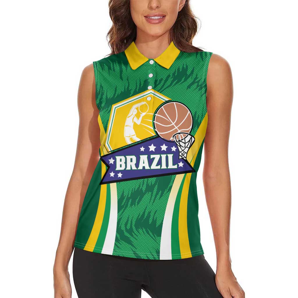 Brazil Basketball Custom Women Sleeveless Polo Shirt Come On Brasil Cariocas