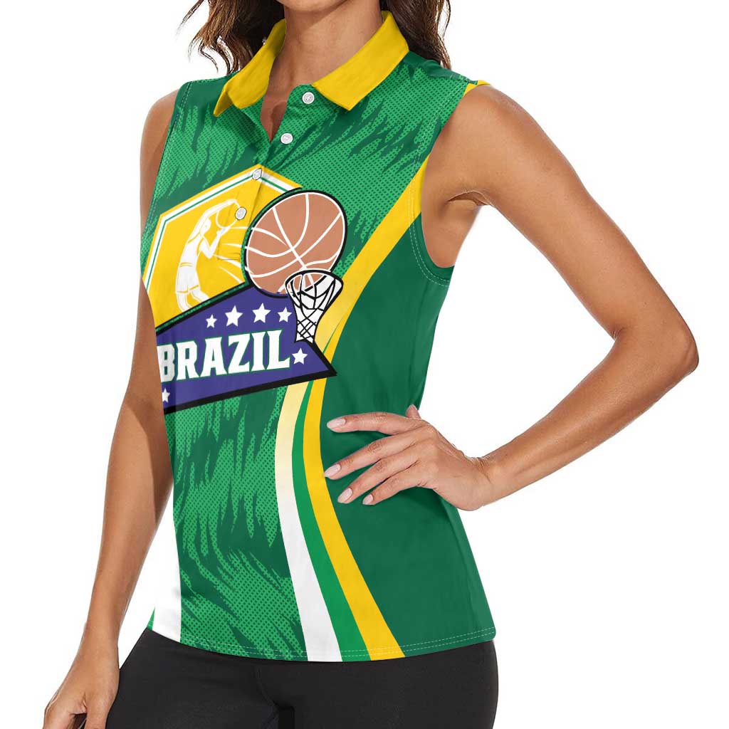 Brazil Basketball Custom Women Sleeveless Polo Shirt Come On Brasil Cariocas