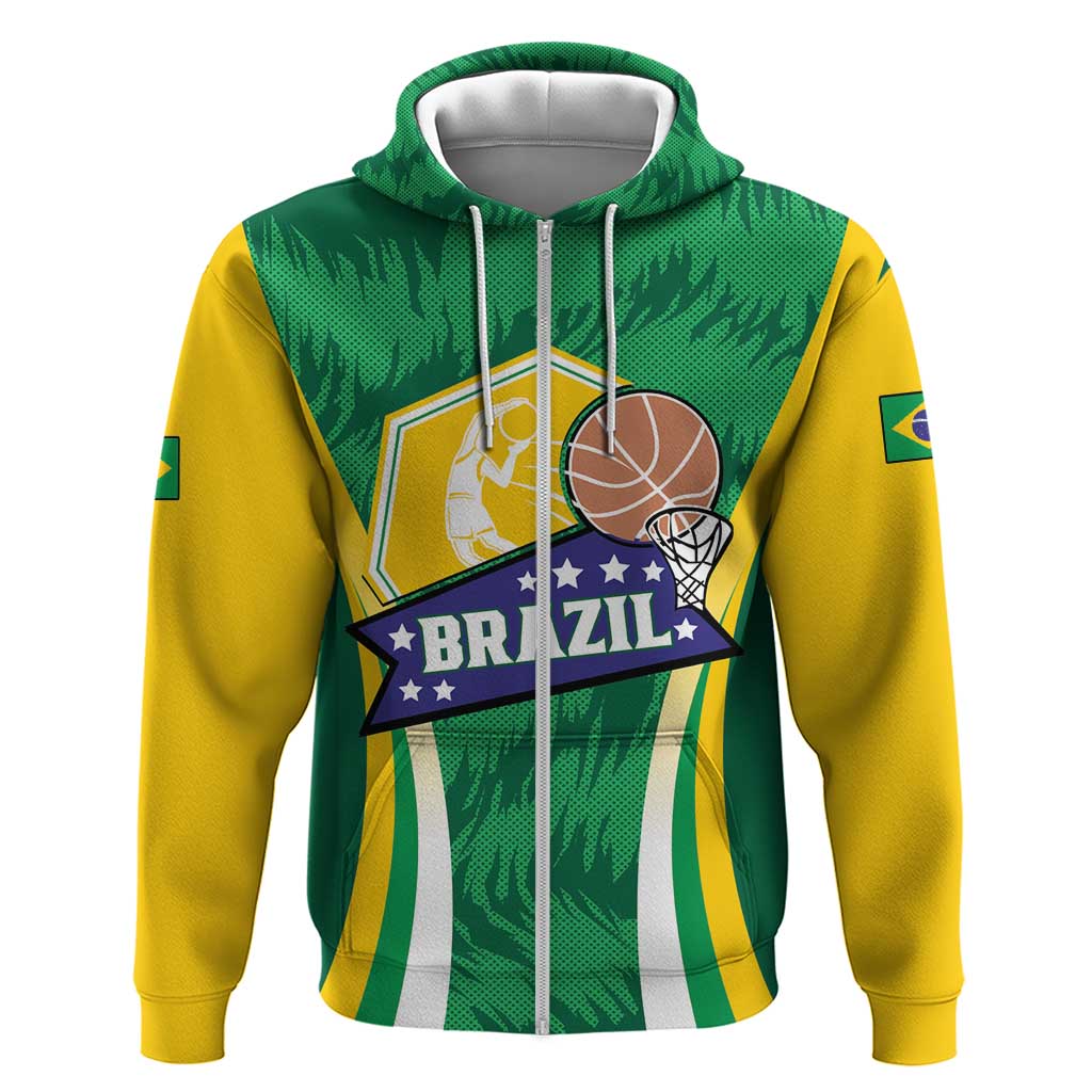 Brazil Basketball Custom Zip Hoodie Come On Brasil Cariocas