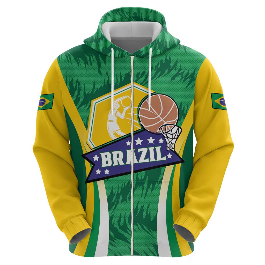 Brazil Basketball Custom Zip Hoodie Come On Brasil Cariocas