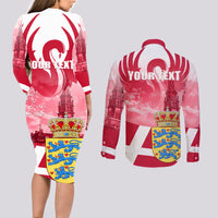 Denmark Constitution Day 2024 Couples Matching Long Sleeve Bodycon Dress and Long Sleeve Button Shirt Grundlovsdag 5th June - Wonder Print Shop