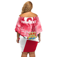 Denmark Constitution Day 2024 Family Matching Off Shoulder Short Dress and Hawaiian Shirt Grundlovsdag 5th June - Wonder Print Shop