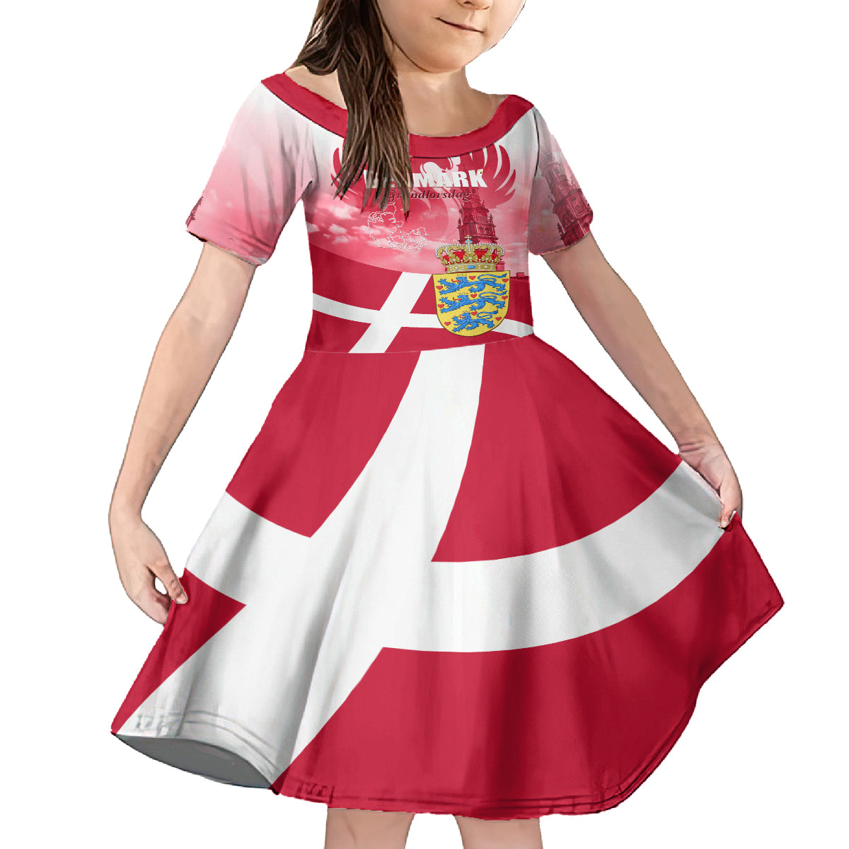 Denmark Constitution Day 2024 Kid Short Sleeve Dress Grundlovsdag 5th June