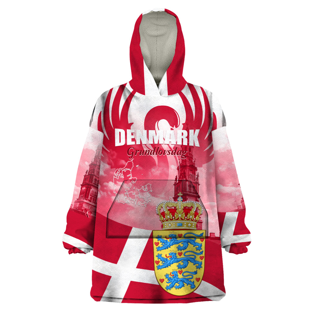 Denmark Constitution Day 2024 Wearable Blanket Hoodie Grundlovsdag 5th June - Wonder Print Shop