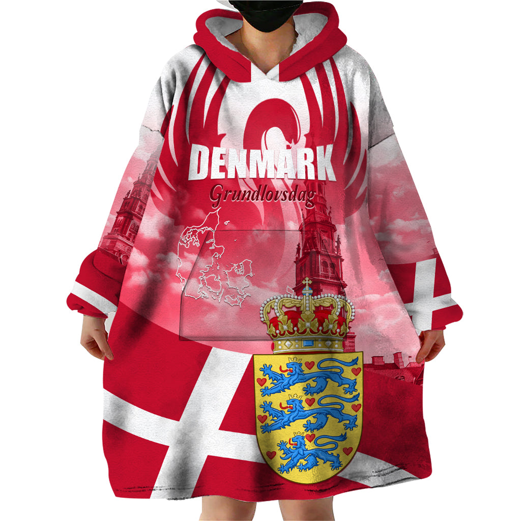Denmark Constitution Day 2024 Wearable Blanket Hoodie Grundlovsdag 5th June - Wonder Print Shop