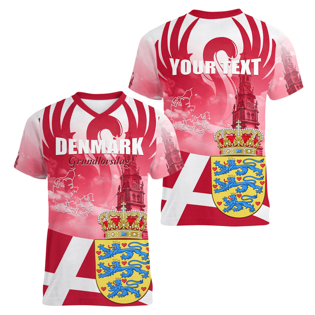 Denmark Constitution Day 2024 Women V-Neck T-Shirt Grundlovsdag 5th June - Wonder Print Shop