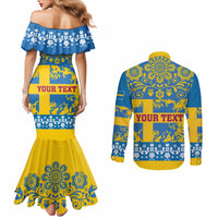 Sweden National Day 2024 Couples Matching Mermaid Dress and Long Sleeve Button Shirt Svenska Flaggans Dag