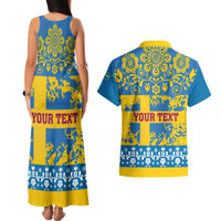 Sweden National Day 2024 Couples Matching Tank Maxi Dress and Hawaiian Shirt Svenska Flaggans Dag - Wonder Print Shop