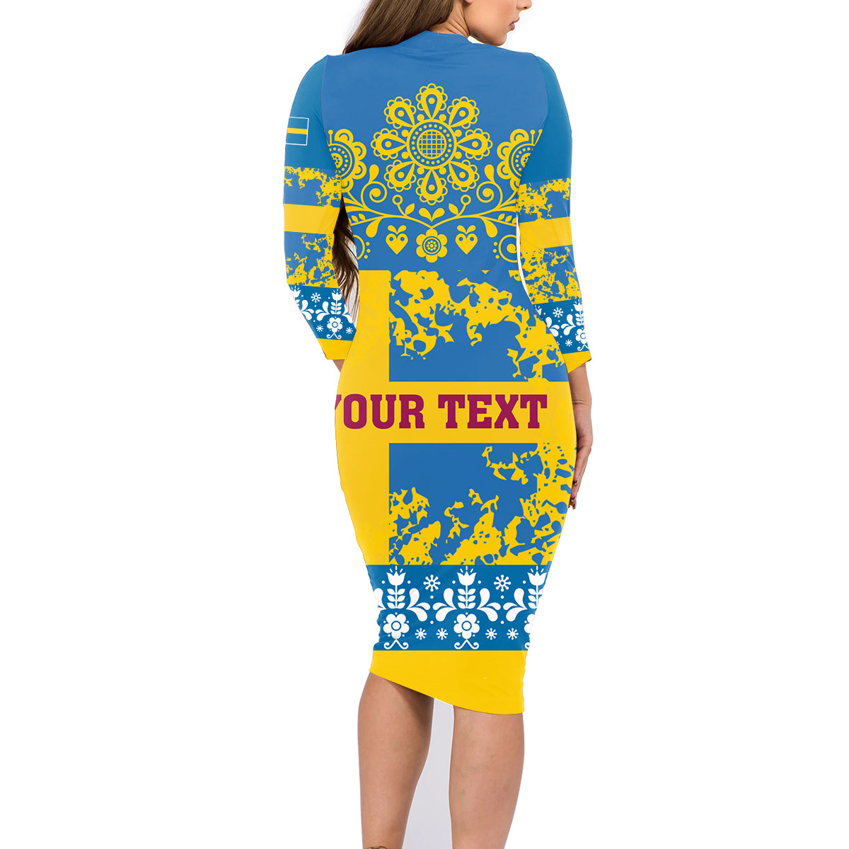 Sweden National Day 2024 Family Matching Long Sleeve Bodycon Dress and Hawaiian Shirt Svenska Flaggans Dag - Wonder Print Shop