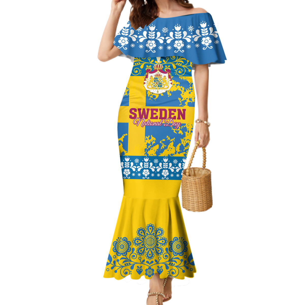 Sweden National Day 2024 Family Matching Mermaid Dress and Hawaiian Shirt Svenska Flaggans Dag - Wonder Print Shop
