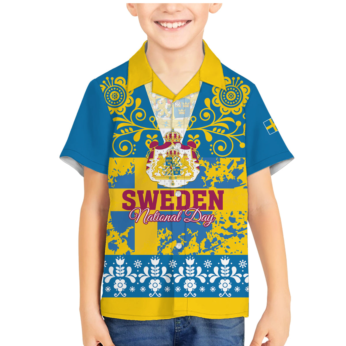 Sweden National Day 2024 Family Matching Mermaid Dress and Hawaiian Shirt Svenska Flaggans Dag - Wonder Print Shop