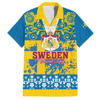 Sweden National Day 2024 Family Matching Off Shoulder Maxi Dress and Hawaiian Shirt Svenska Flaggans Dag - Wonder Print Shop