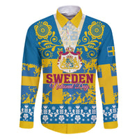 Sweden National Day 2024 Family Matching Short Sleeve Bodycon Dress and Hawaiian Shirt Svenska Flaggans Dag - Wonder Print Shop