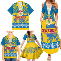 Sweden National Day 2024 Family Matching Summer Maxi Dress and Hawaiian Shirt Svenska Flaggans Dag - Wonder Print Shop