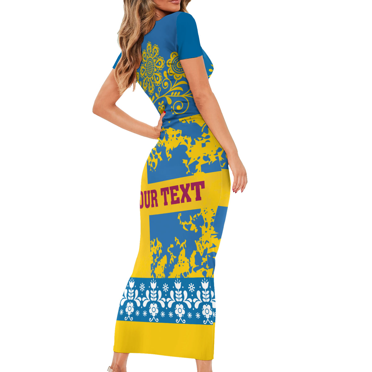 Sweden National Day 2024 Short Sleeve Bodycon Dress Svenska Flaggans Dag - Wonder Print Shop