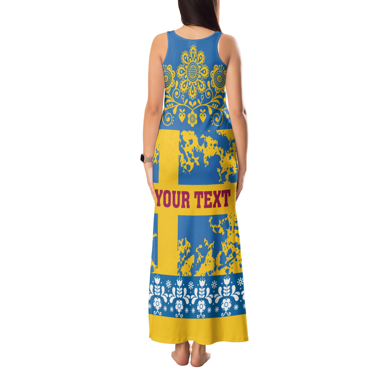 Sweden National Day 2024 Tank Maxi Dress Svenska Flaggans Dag - Wonder Print Shop