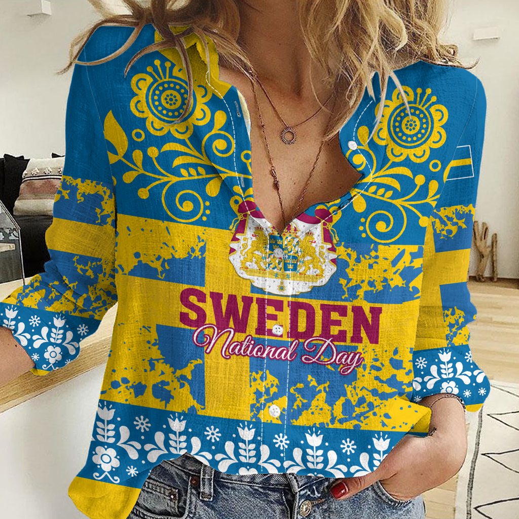 Sweden National Day 2024 Women Casual Shirt Svenska Flaggans Dag - Wonder Print Shop