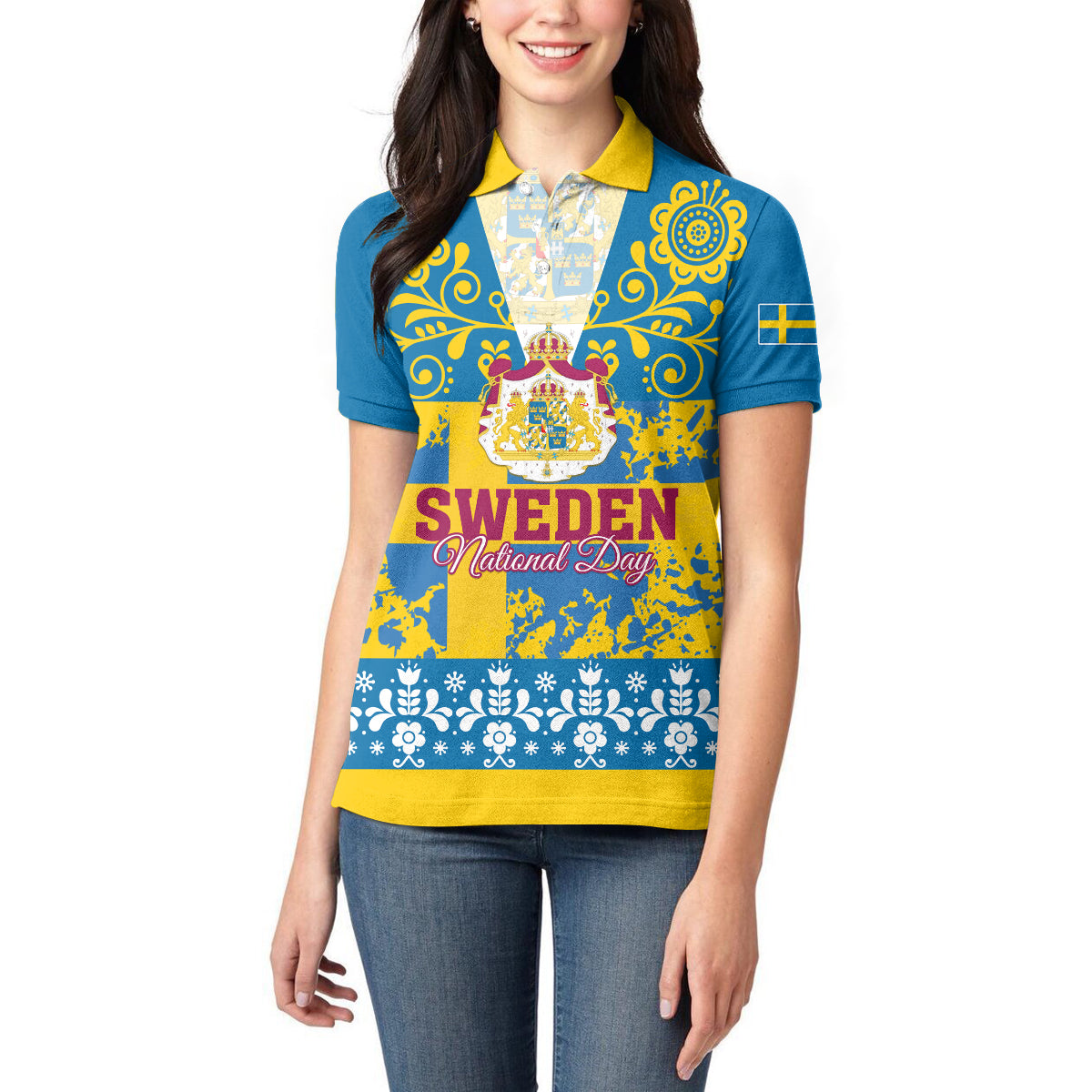 Sweden National Day 2024 Women Polo Shirt Svenska Flaggans Dag - Wonder Print Shop