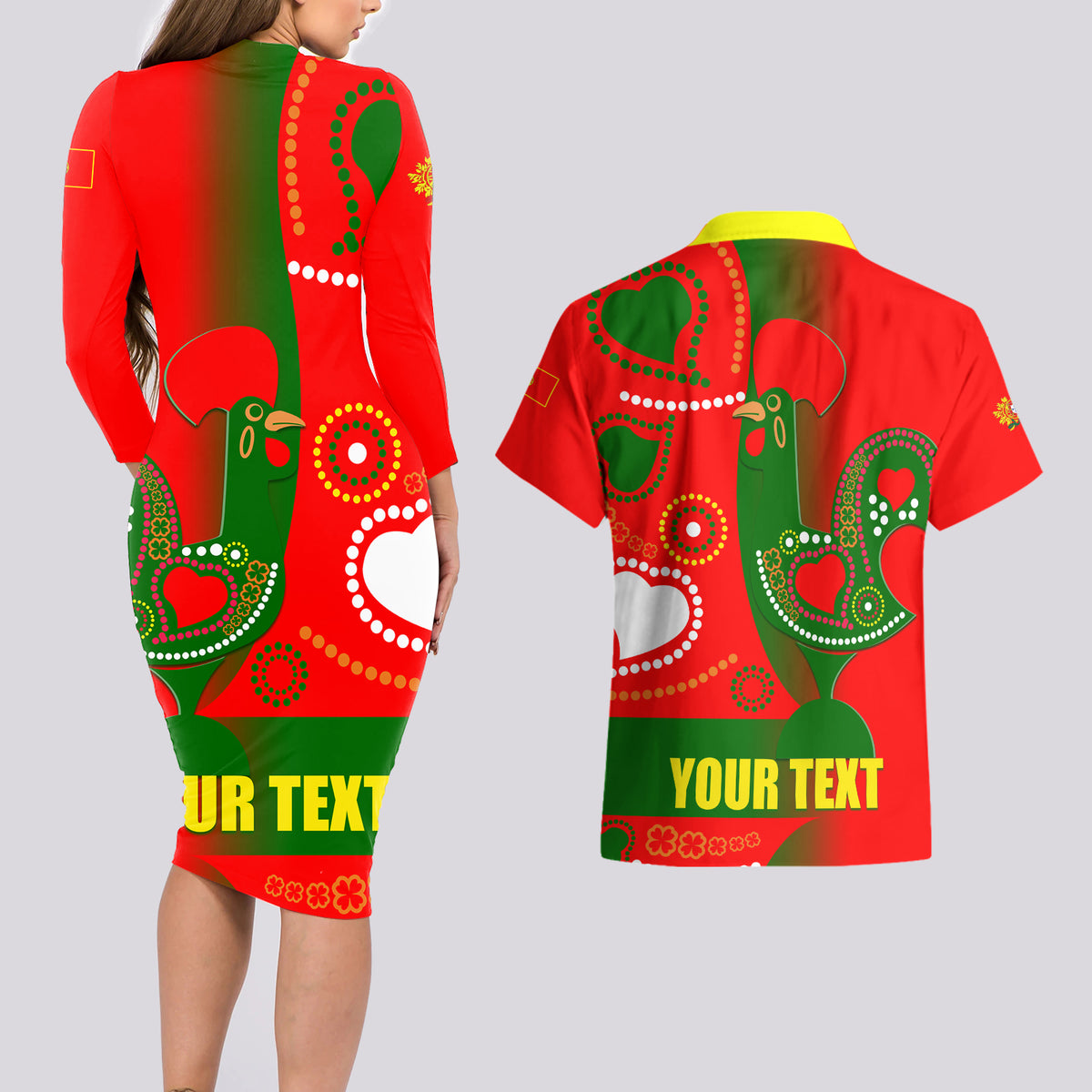Portugal Day 2024 Couples Matching Long Sleeve Bodycon Dress and Hawaiian Shirt de Camoes e das Comunidades Portuguesas - Wonder Print Shop