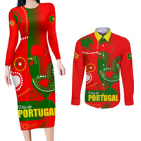 Portugal Day 2024 Couples Matching Long Sleeve Bodycon Dress and Long Sleeve Button Shirt de Camoes e das Comunidades Portuguesas - Wonder Print Shop