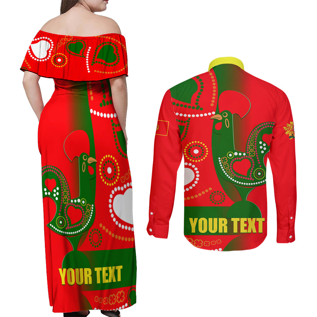 Portugal Day 2024 Couples Matching Off Shoulder Maxi Dress and Long Sleeve Button Shirt de Camoes e das Comunidades Portuguesas - Wonder Print Shop