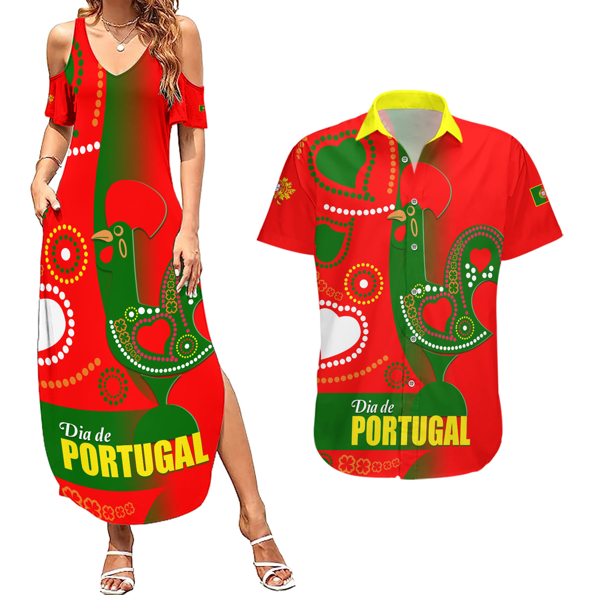 Portugal Day 2024 Couples Matching Summer Maxi Dress and Hawaiian Shirt de Camoes e das Comunidades Portuguesas - Wonder Print Shop