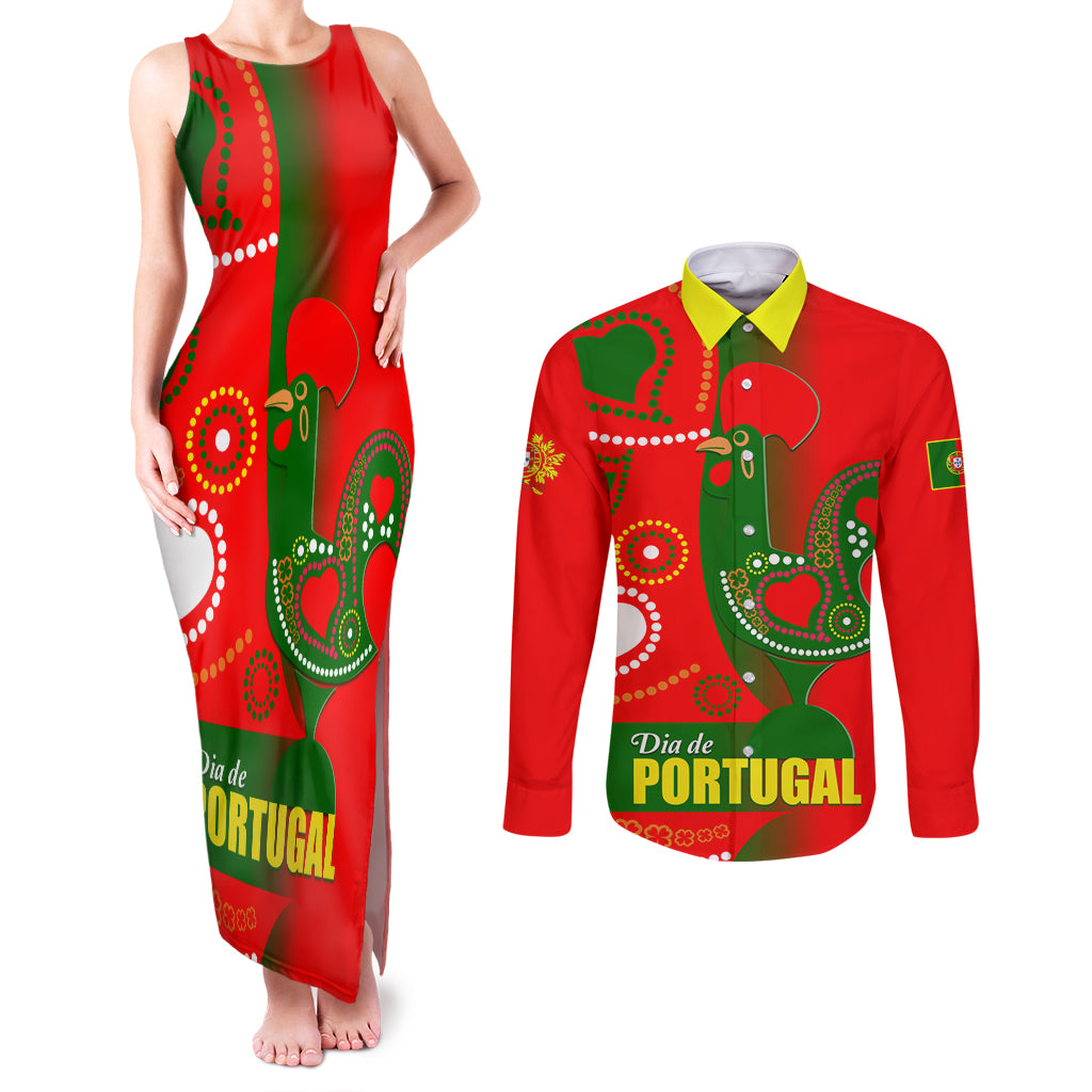 Portugal Day 2024 Couples Matching Tank Maxi Dress and Long Sleeve Button Shirt de Camoes e das Comunidades Portuguesas - Wonder Print Shop