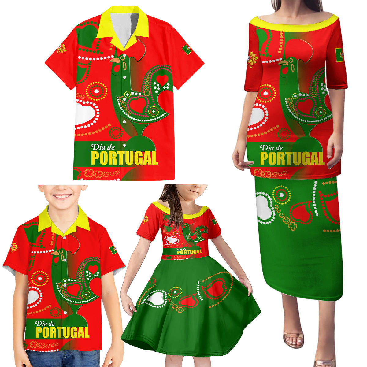 Portugal Day 2024 Family Matching Puletasi and Hawaiian Shirt de Camoes e das Comunidades Portuguesas - Wonder Print Shop
