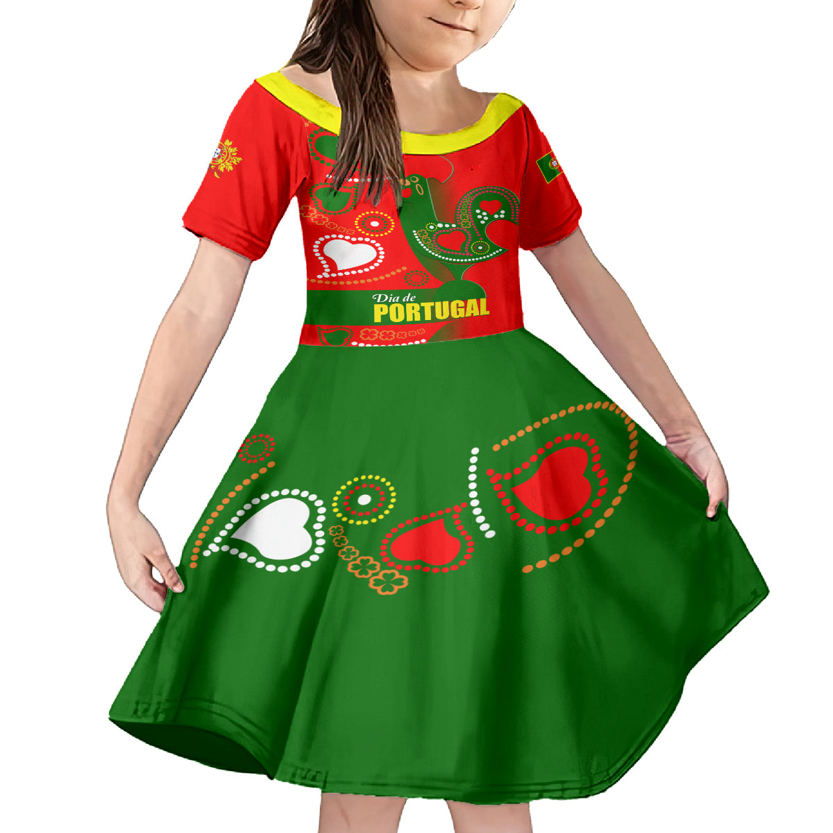 Portugal Day 2024 Kid Short Sleeve Dress de Camoes e das Comunidades Portuguesas - Wonder Print Shop