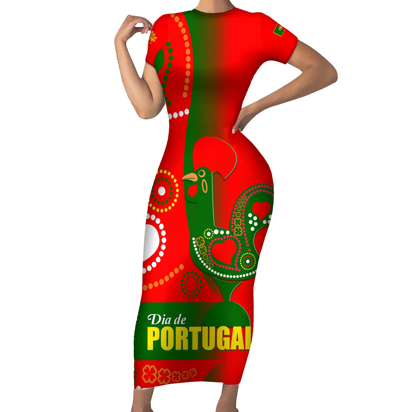 Portugal Day 2024 Short Sleeve Bodycon Dress de Camoes e das Comunidades Portuguesas