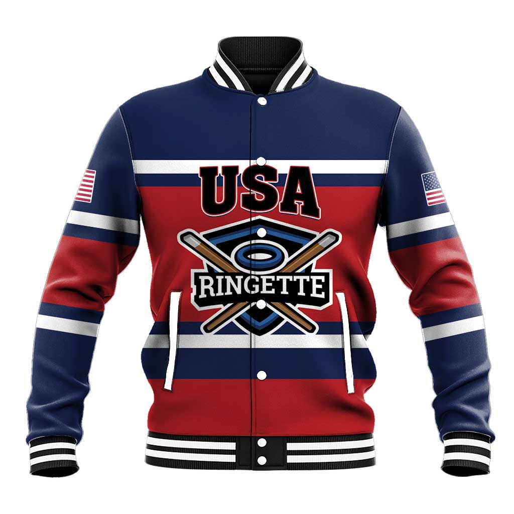 Custom USA 2025 Ringette Baseball Jacket Go Champion Team Ringette USA
