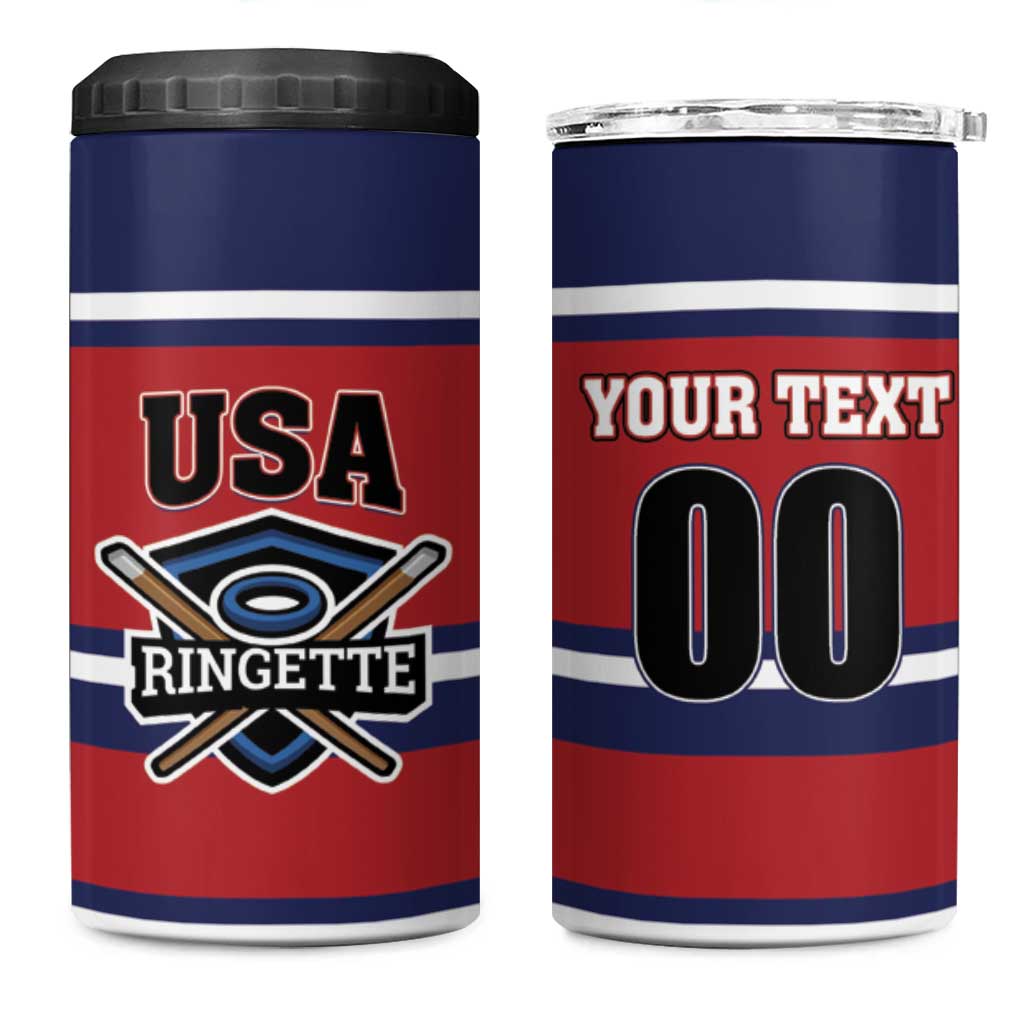 Custom USA 2025 Ringette 4 in 1 Can Cooler Tumbler Go Champion Team Ringette USA