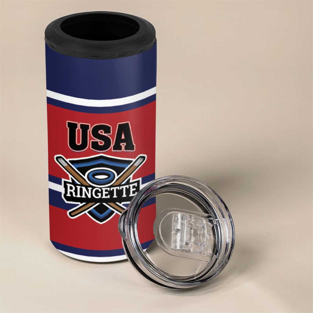 Custom USA 2025 Ringette 4 in 1 Can Cooler Tumbler Go Champion Team Ringette USA