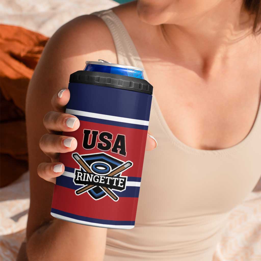 Custom USA 2025 Ringette 4 in 1 Can Cooler Tumbler Go Champion Team Ringette USA